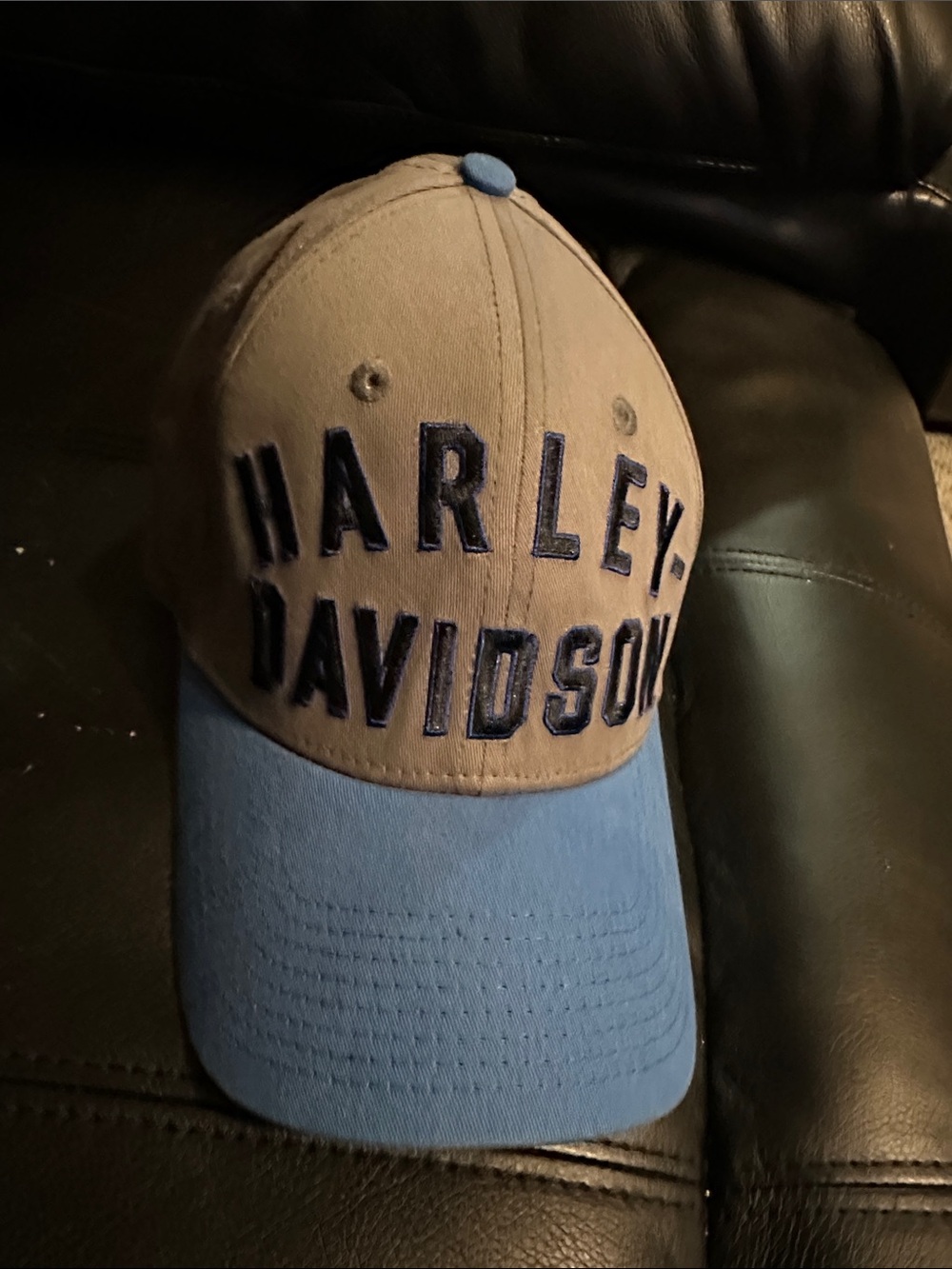 Harley-Davidson Two-Tone Tan and Light Blue Baseball Hat